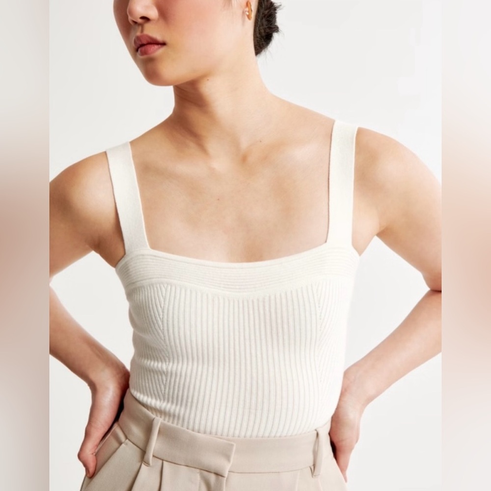 Abercrombie White Ribbed Sweater Sweetheart Tank Bodysuit